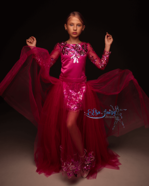 Short cocktail laced dress with detachable skirt fun fashion interview pageant gown