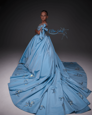 Exclusive special occasion dress pageant evening gown with long detachable train & prom ball gown