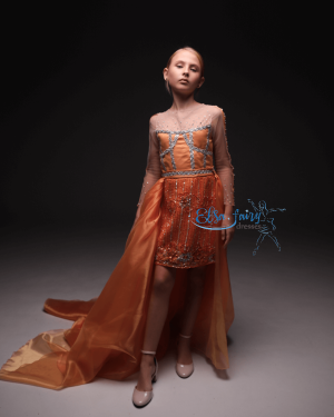 Fun fashion interview pageant gown Short cocktail dress with chiffon train